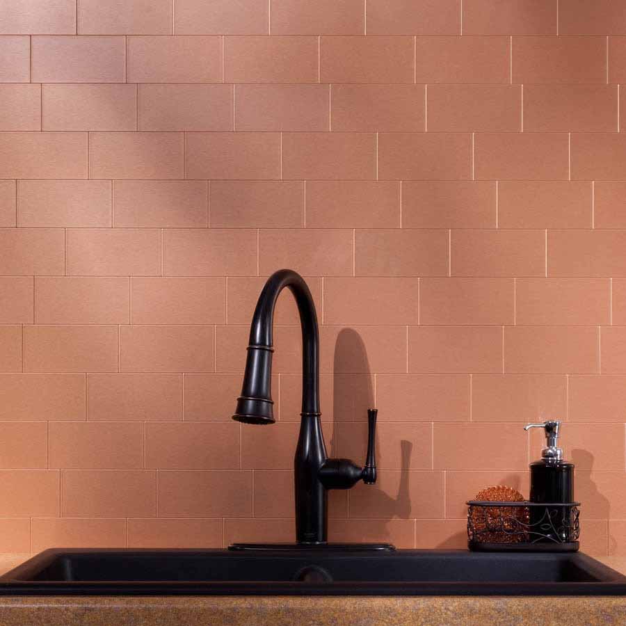 Aspect Backsplash-3x6 Brushed Copper Long Grain Metal Tile