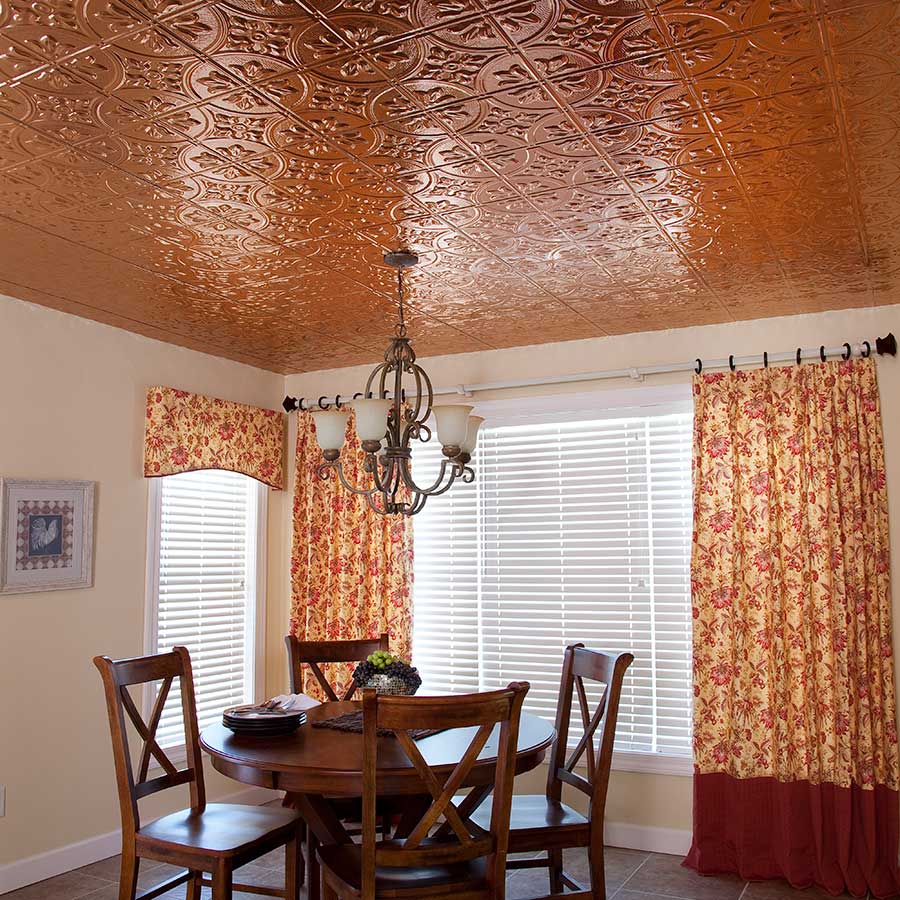 Fasade Ceiling Tile-2x4 Direct Apply-Traditional 2 in Polished Copper