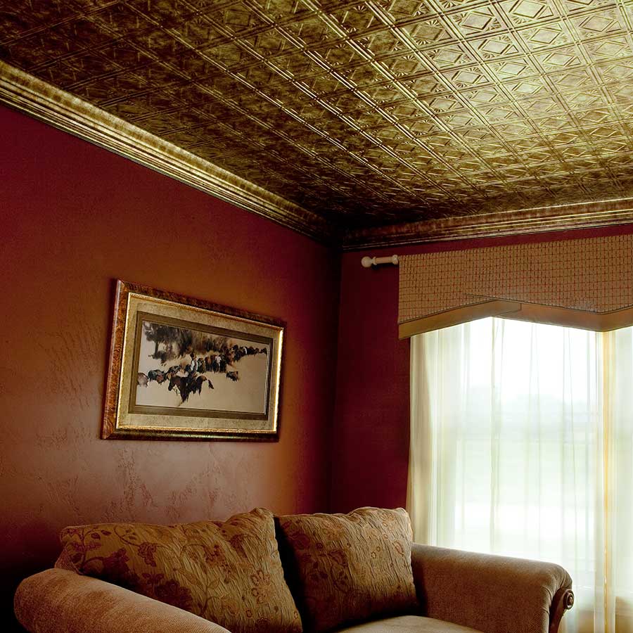 Fasade Ceiling Tile-2x4 Direct Apply-Traditional 4 in Bermuda Bronze