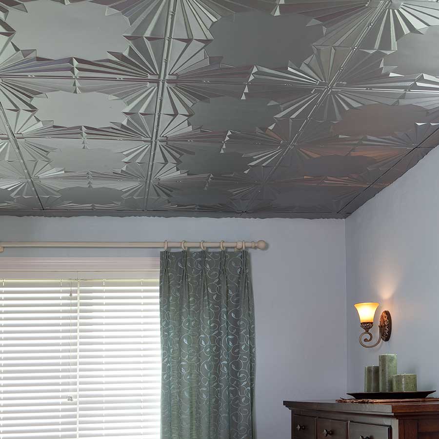 Fasade Ceiling Tile-2x4 Direct Apply-Art Deco in Argent Silver