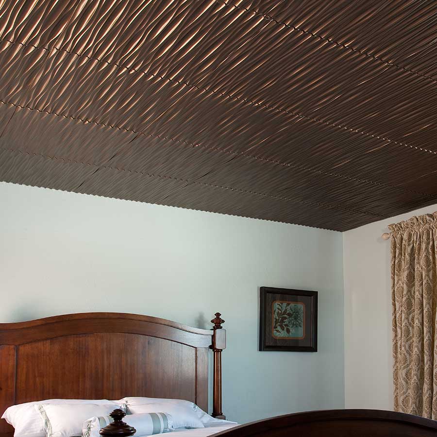 Fasade Ceiling Tile-2x2 Direct Apply-Dunes (Vertical) in Oil-Rubbed Bronze