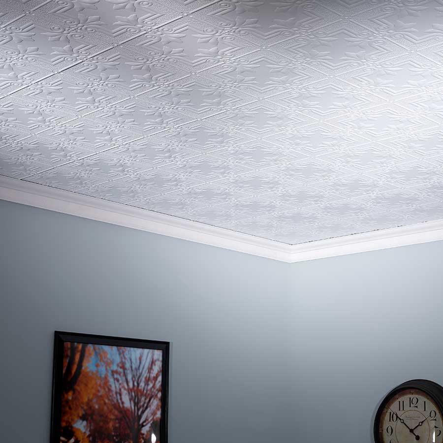Fasade Ceiling Tile-2x4 Direct Apply-Regalia in Matte White