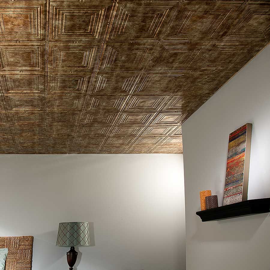 Fasade Ceiling Tile-2x4 Direct Apply-Regalia in Bermuda Bronze