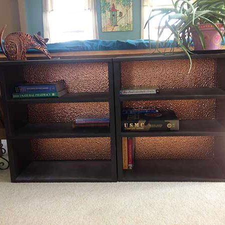 Book Case with Fasade Hammered in Polished Copper